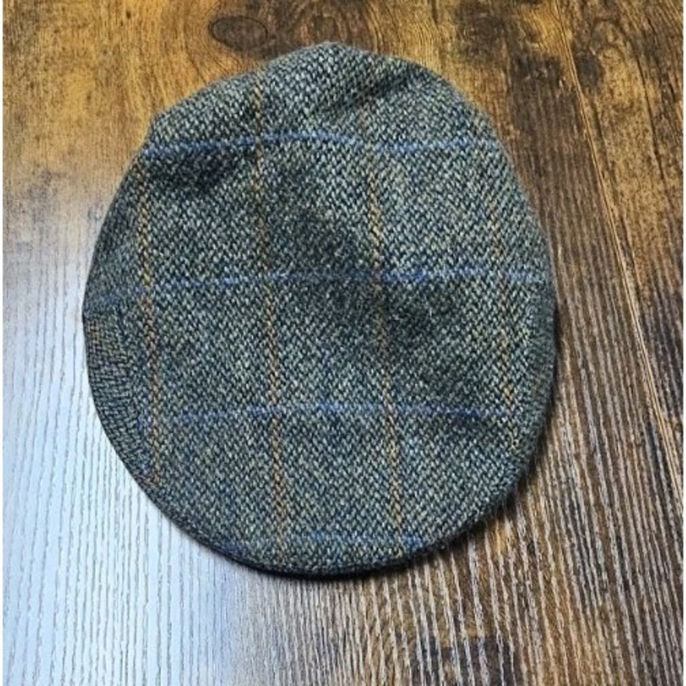 VTG‎  Tweed Newsboy Hat Greed Plaid Wool Size Large Made In USA